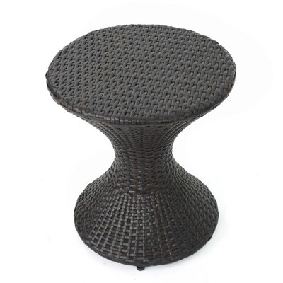 Outdoor 16-Inch Multi-Brown Wicker Hourgla Side Table