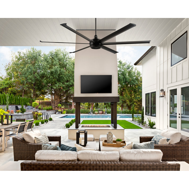 Turbo6 Smart Downrod Ceiling Fan, Brushed Silver, Anodized Aluminum