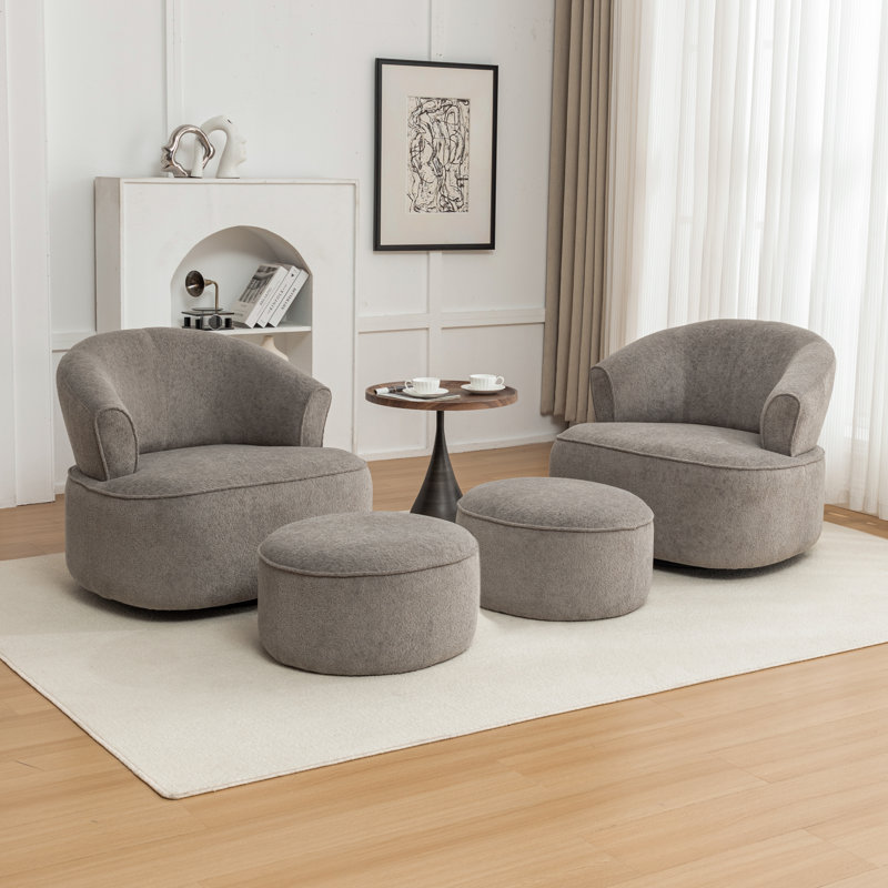 Chaise pivotante rembourrée en polyester avec repose-pieds, Polyester gris