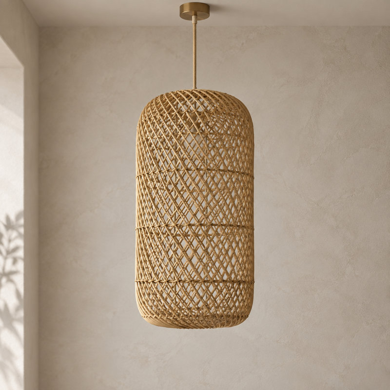 18 in. H Rattan Cylinder Pendant Shade