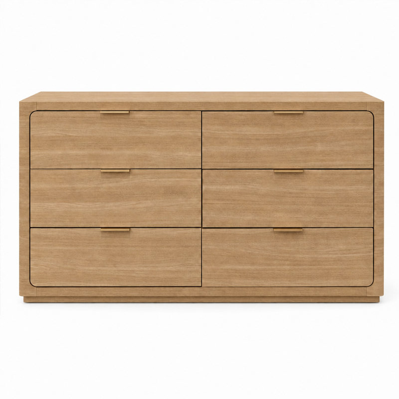 Commode Oralie 60" L à 6 tiroirs, Chêne naturel