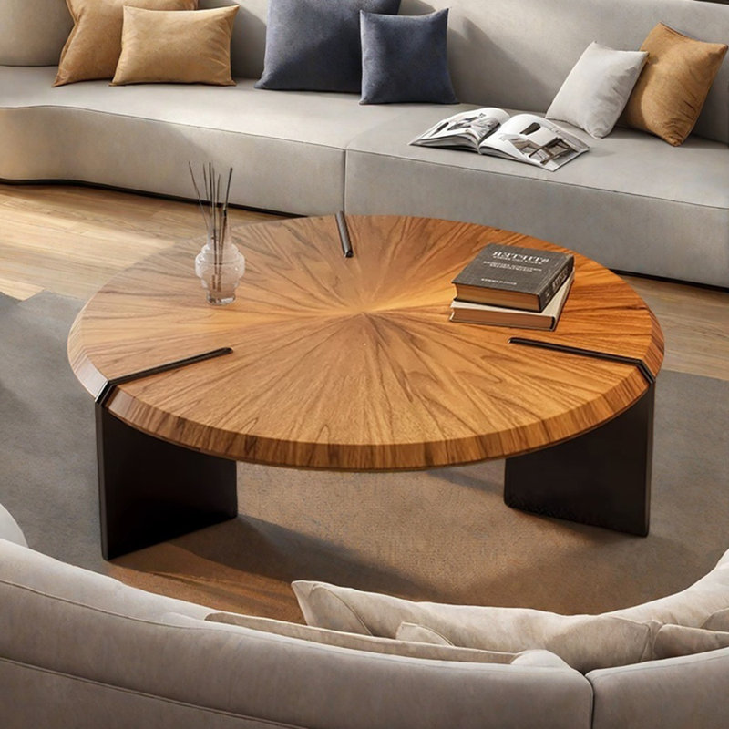 Table basse luxueuse de couleur noyer clair, H 11,81 po x L 31,49 po x l 31,49 po