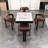 White + Black Square Sintered Stone + Solid Wood Poker Table-117093576