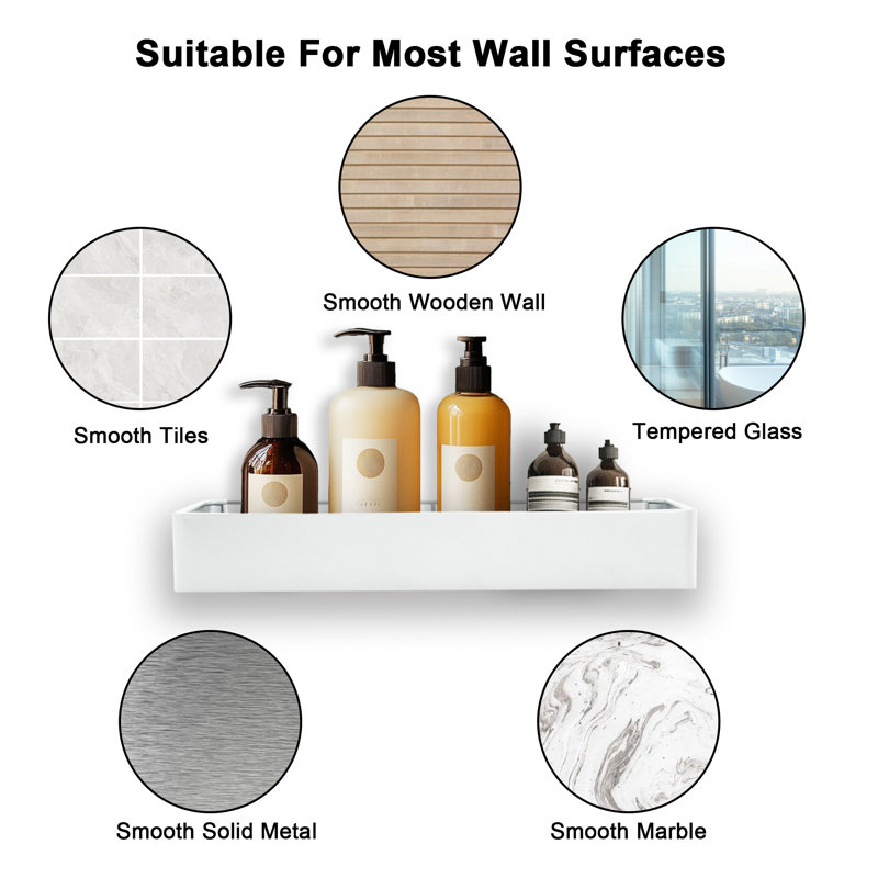 Serviteur de douche, organisateur de douche et rangement de salle de bain adhésif, tablettes de douche sans perceuse pour douche intérieure, support de rangement de douche antirouille