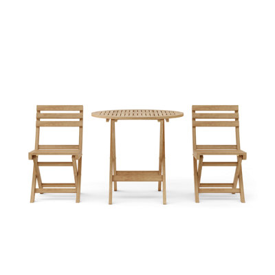 Girtrue Outdoor 3 - Piece Teak Bistro Set