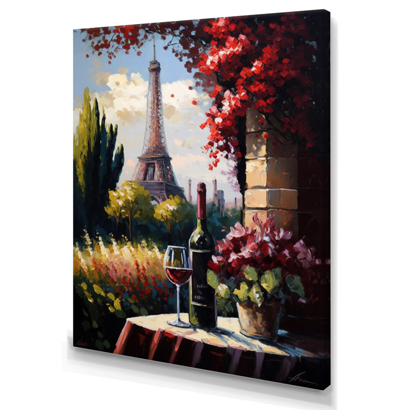 «Savouring Red Wine» par la Tour Eiffel Paris III, reproduction sur toile, H 20 po x l 12 po x P 1 po, Toile tendue