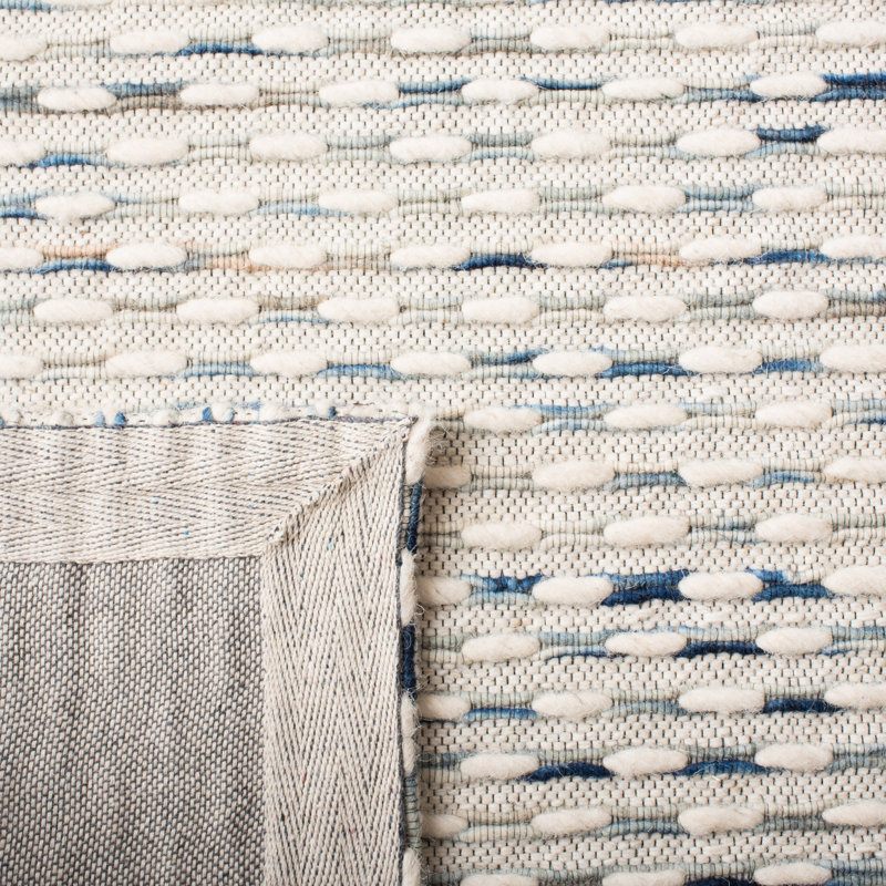 Laureldale Hand Woven Wool/Cotton Abstract Rug in Navy/White, Rectangle 6' x 9'