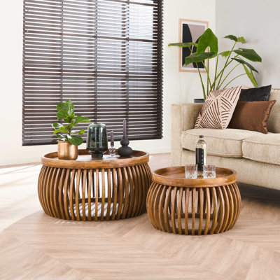 Hoxton coffee table set made of solid wood