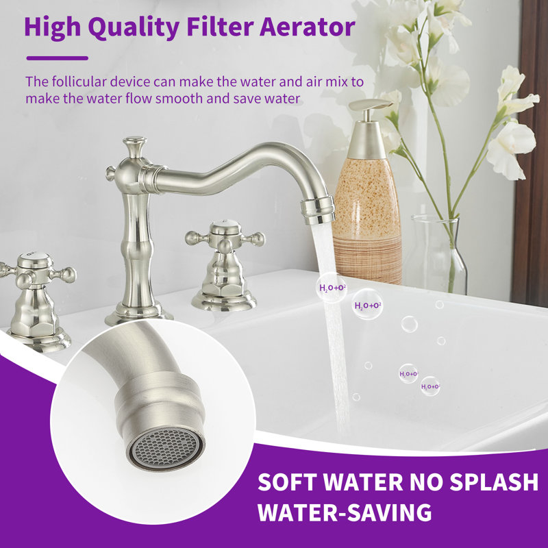 2-handle Bathroom Faucet with Drain Assembly, Brushed Nickel