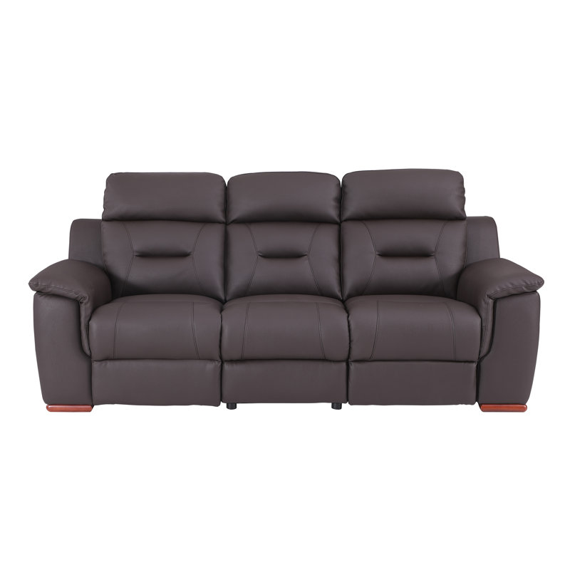Annahi 85'' Faux Leather Reclining Sofa, Brown
