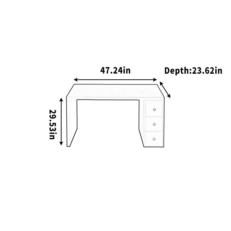 Bureau d'écriture, H 29,53 po x l 47,24 po x P 23,62 po