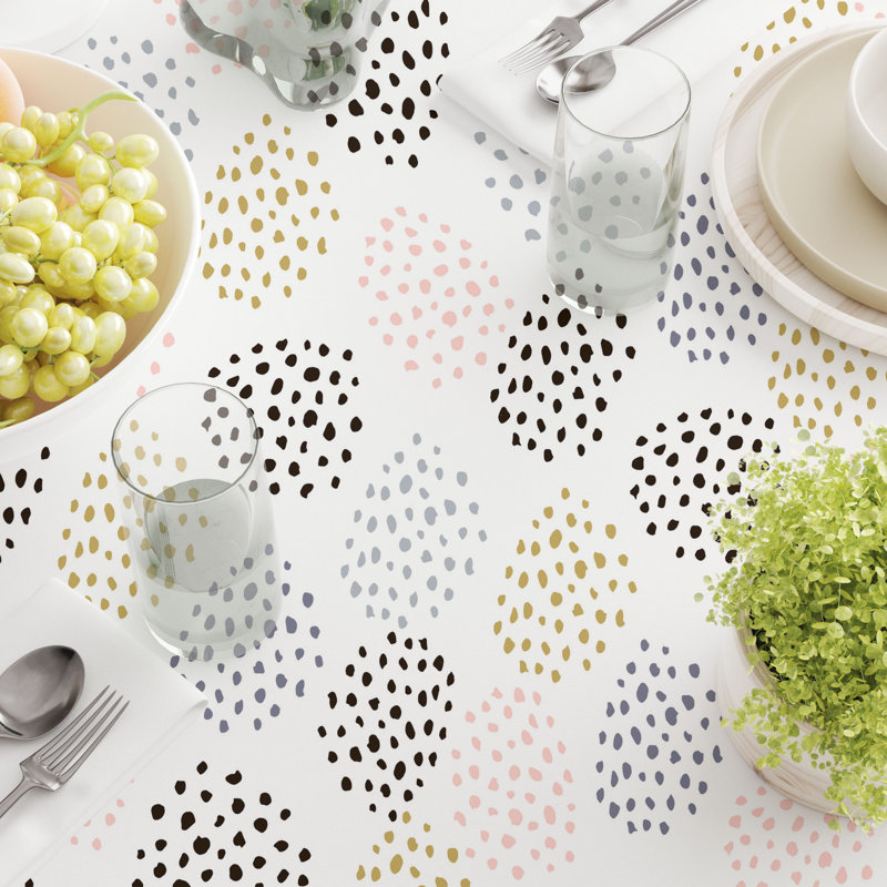 Rectangular Polka Dots Cotton Twill Tablecloth