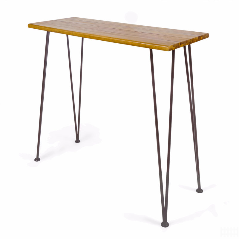 Industrial Wood And Metal Bar Table