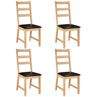 Dining Chairs Set of 2 with Hollowed Backrest, Padded Seat, Rubber Wood Legs