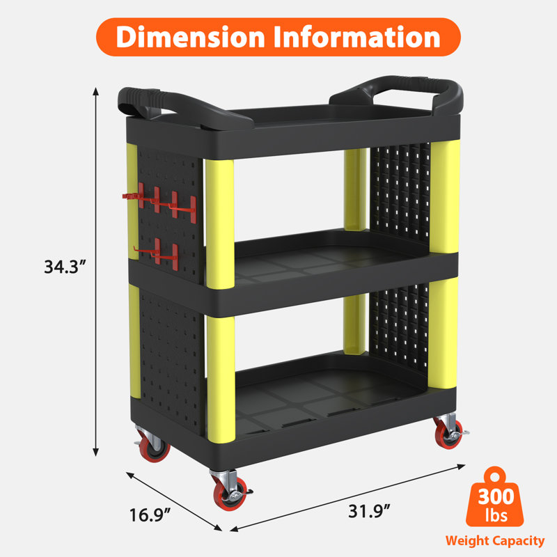 32'' W Plastic Bottom Rollaway Chest, Black/Yellow