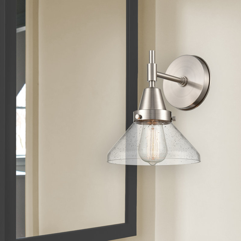Amede Steel Armed Sconce, Satin Nickel