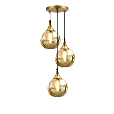 Borough Wharf Annesa 3-Light Gold Pendant – A Modern Industrial Ceiling Light Adjustable.