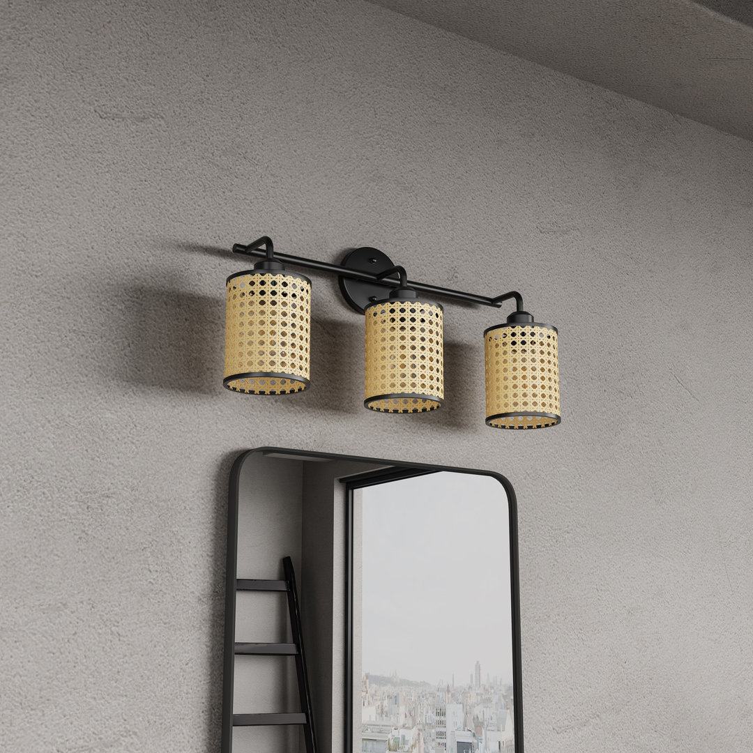 3-Light Bulbs Rustic Farmhouse Plastics Bamboo Vanity Light Bay Isle Home™