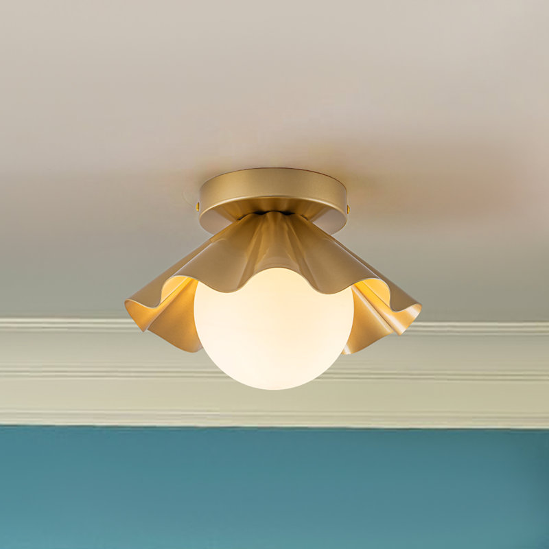 1 - Light Gold Globe Glass Flush Mount Lighting Fixture