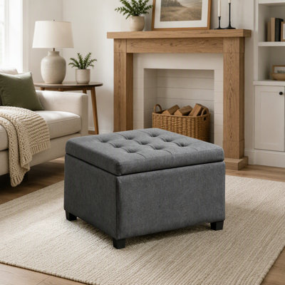 Banc de rangement de style vintage avec capitonnage à boutons, rembourrage moelleux et grand espace de rangement pour l'entrée ou la chambre.