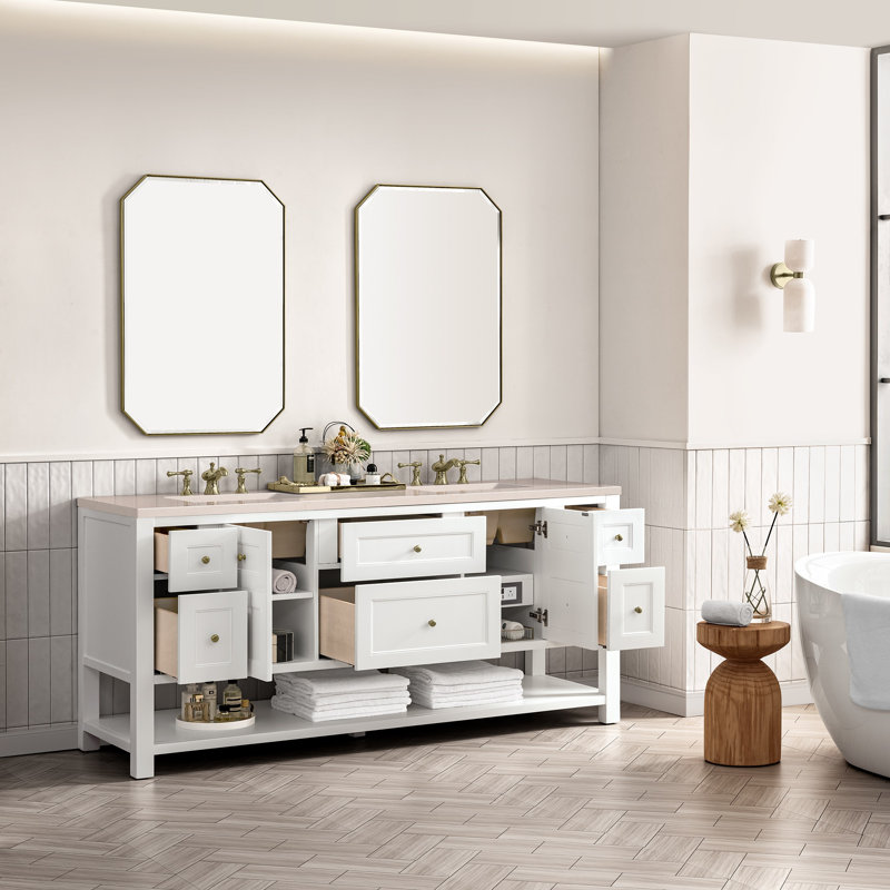 Breckenridge 72'' W Double Vanity, Eternal Marfil, Bright White, 8" Widespread