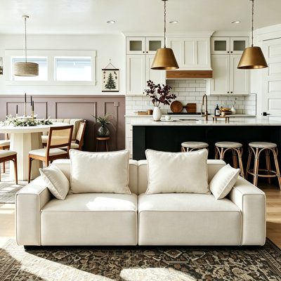 Makassar 89.37'' Sofa with Square Armrests