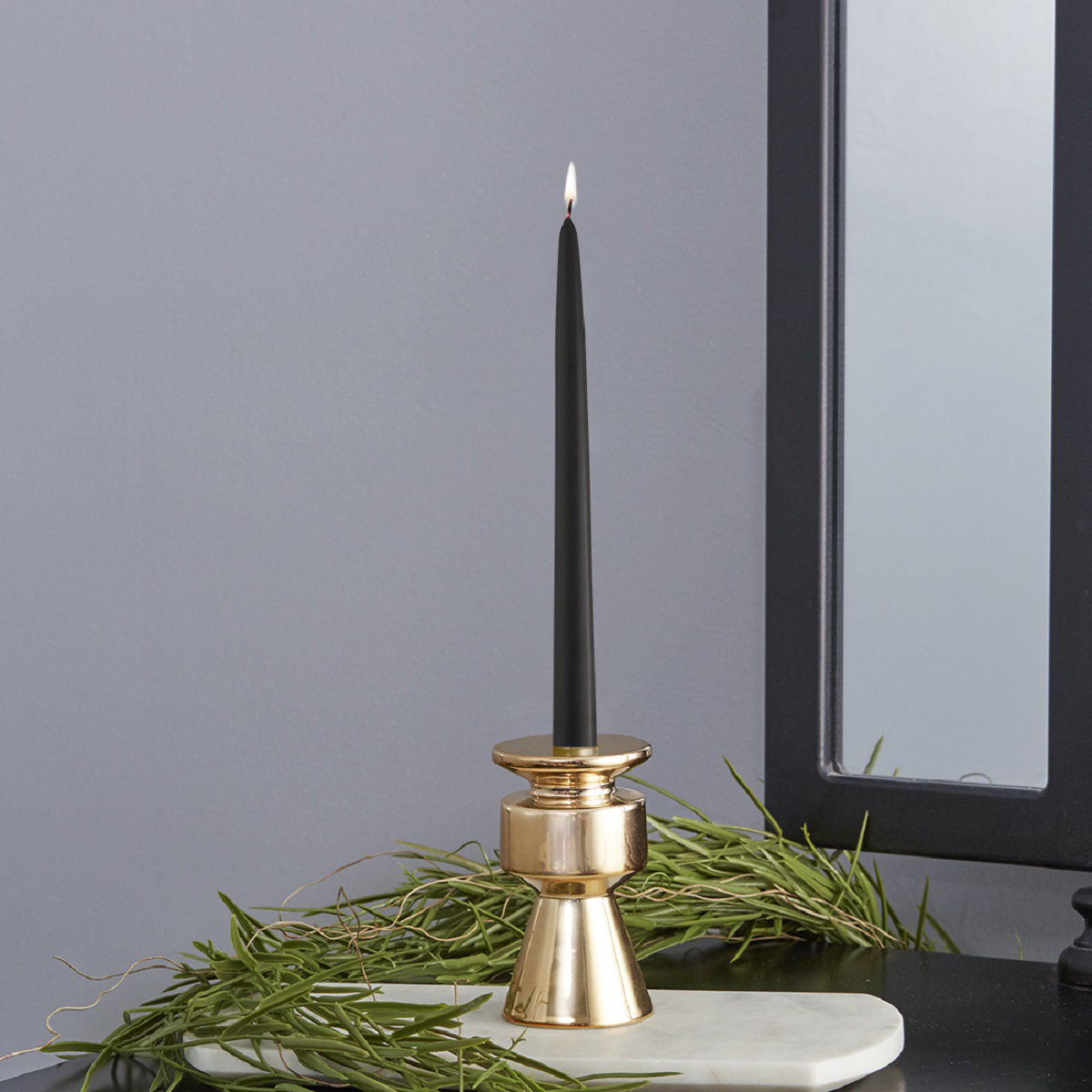 Root Candles Unscented Taper Candle Set, Black, 9" H x 0.88" W x 0.88" D