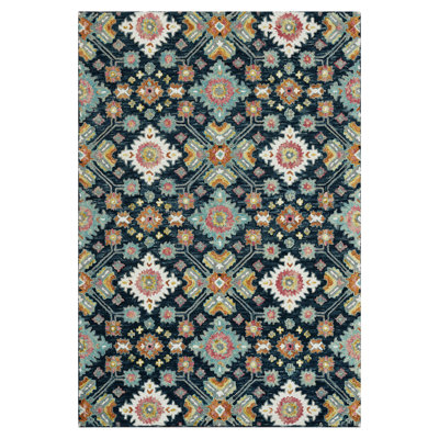 Tricity Traditional Navy Hand-Hooked Area Rug