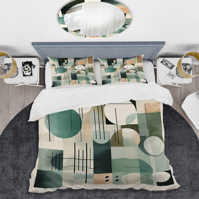 Ensemble de housse de couette vert et noir Minimalisme Quiet Profondeurs I - Minimalisme abstrait
