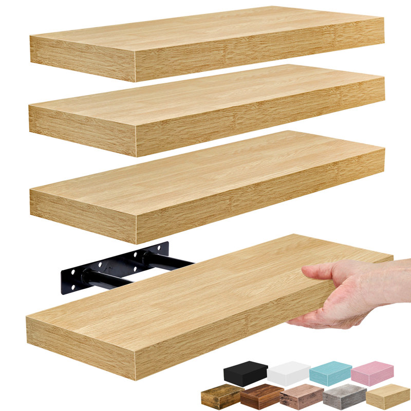 Sorbus Wall Mounted Floating Shelves for Wall Décor - Medium 16.25 Inch, 4 Pack, Maple Wood, 1.5" H x 16.25" W x 5.5" D