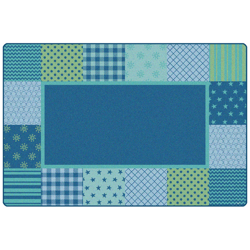 Patchwork Plattern Block KIDSoft Tufted Blue Area Rug, Rectangle 8' x 12'