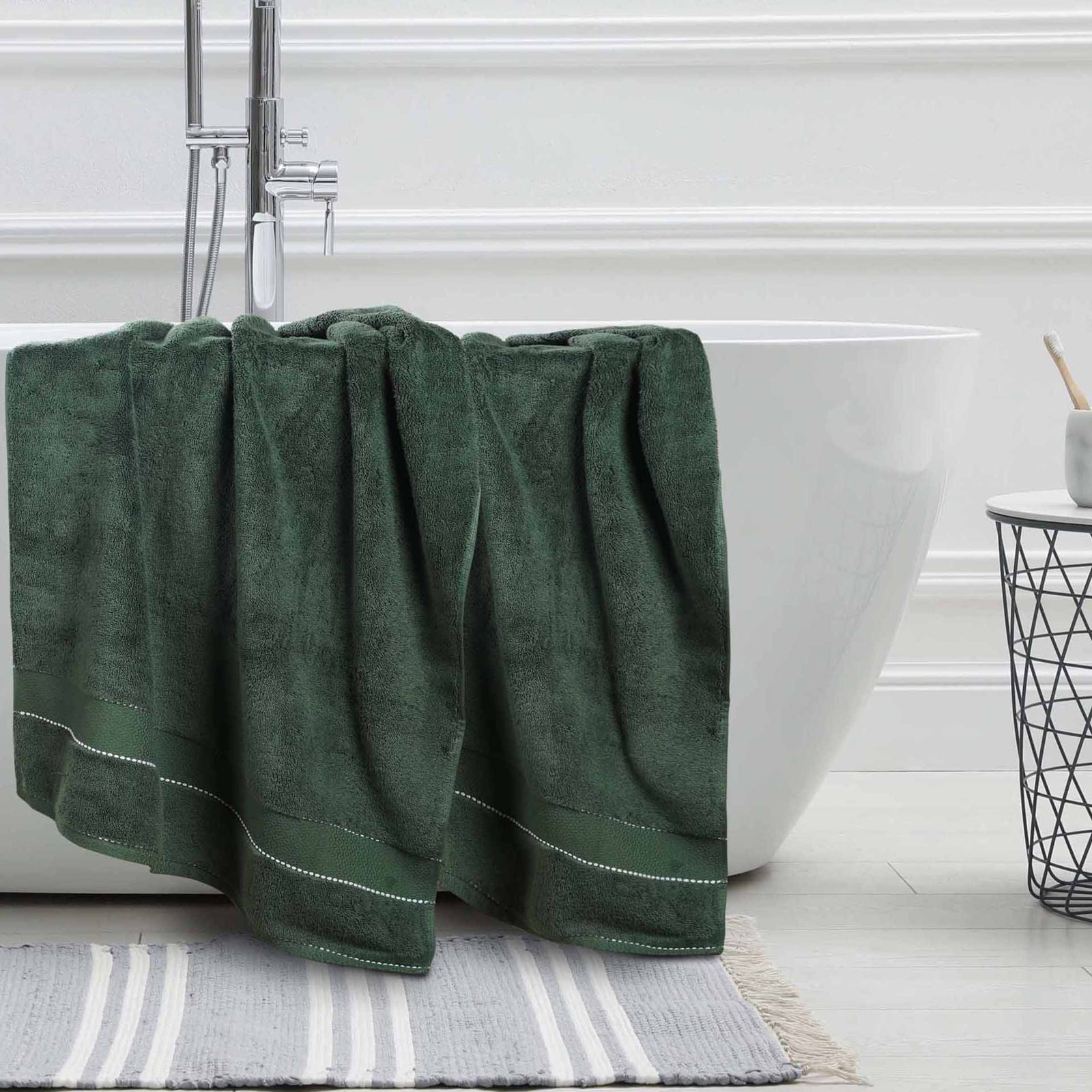 Abrianna Giza Cotton Bath Sheet, Forest Green