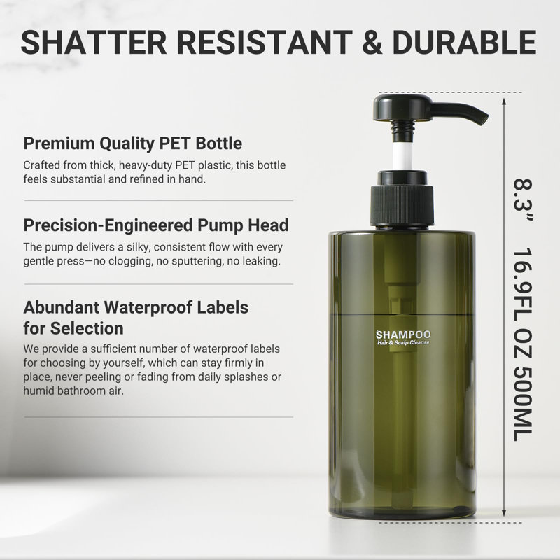 Élégant ensemble de 3 shampooings et revitalisants pour shampooing et revitalisant pour salle de bain, 16,9 oz Spa-Like