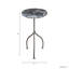 Table d'appoint ronde moderne sur pied pour salon - Petite table d'appoint élégante avec accent décoratif pour coin lecture - 61 cm, bleu et argent