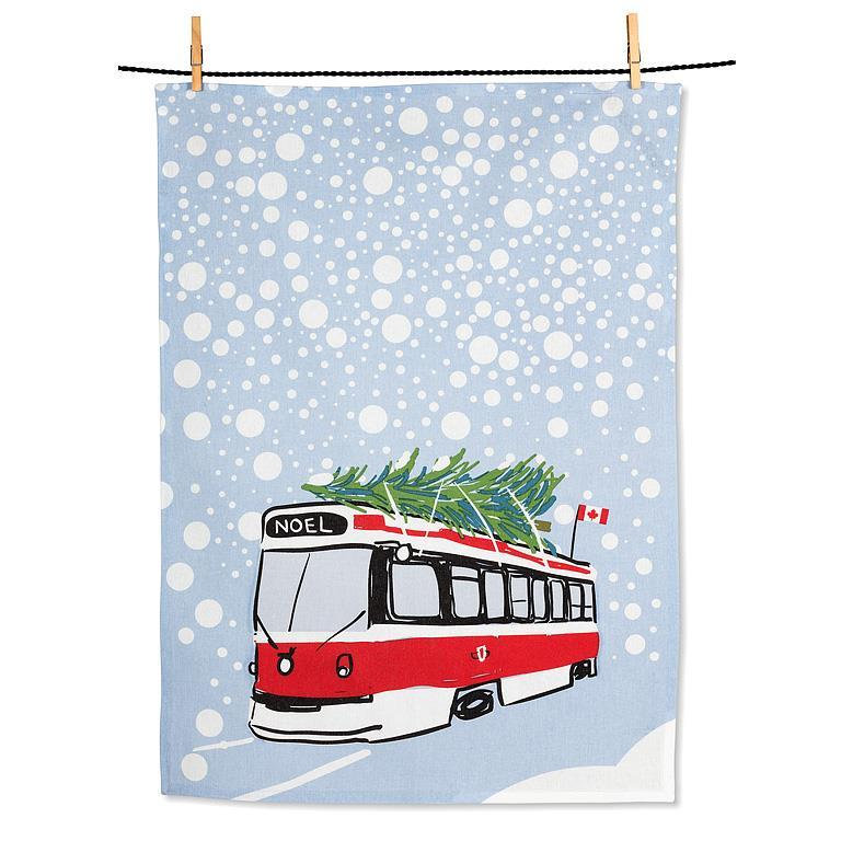 Torchon Streetcar, 6" L x 6" W, Blue-Red-White