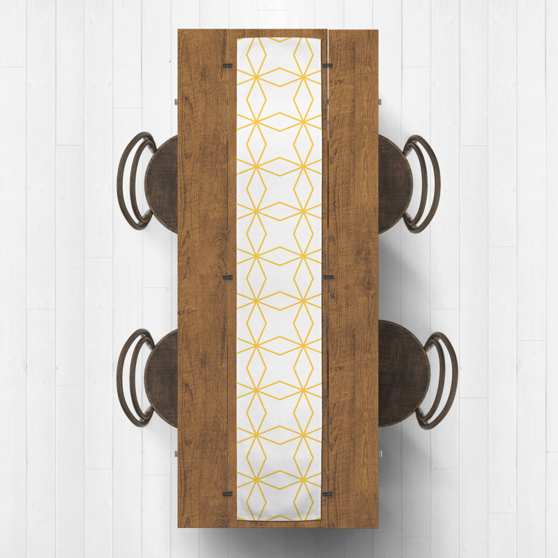 Aarnoud Geometric Table Runner, 72" x 16", Yellow