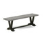 L'ensemble de table moderne 6 pièces comprend une table en ciment Mid-Century, un banc de salle à manger et 4 chaises de salle à manger en tissu de lin - finition noire brossée-1218275885-1218275883-1218275882