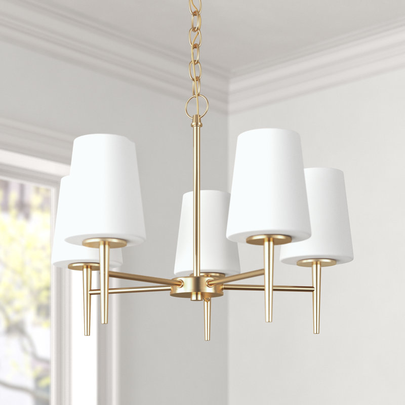 Erlandson 5 - Light Dimmable Chandelier, Satin Brass, 17.5" H x 25.25" W x 25.25" D, 100 Watt A19 Medium