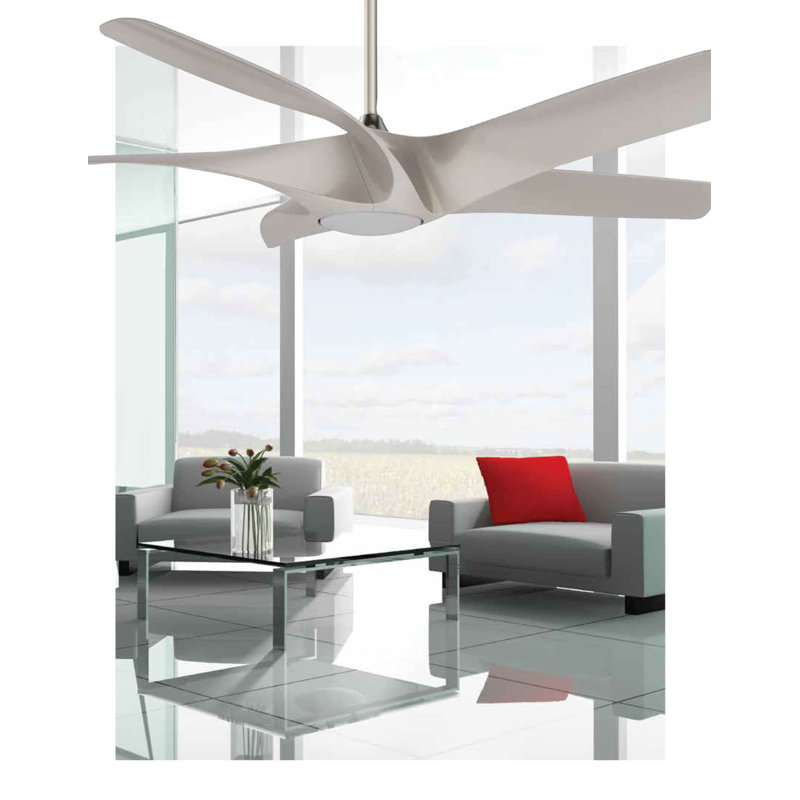 Ventilateur de plafond en nickel satiné TITUS 60 avec lumière DEL et télécommande - Moteur à courant continu écoénergétique