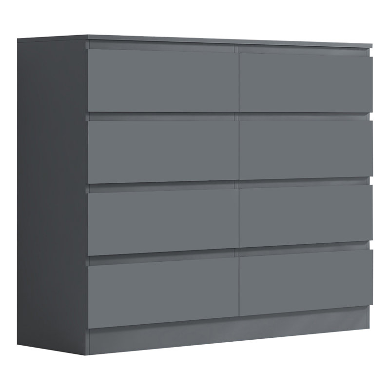 Carlton 8 Drawer Chest Of Drawers. 110cm Wide. 4+4 Configuration. Matt Finish. Scratch Resistant. Modern No Handle Design.