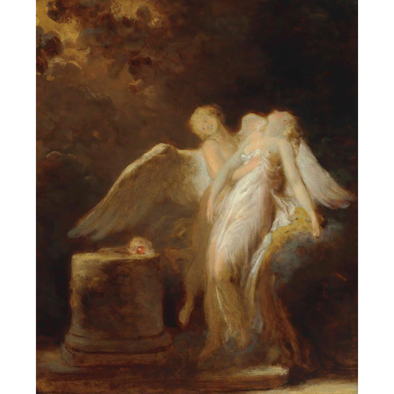 "Le Sacrifice de la Rose" par Jean-Honoré Fragonard - Toile tendue avec châssis, H 48 po x l 33 po