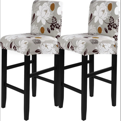 Printed Bar Stool Covers Set Of 2, Stretch Removable Washable Bar Stool Chair Covers, Counter Height Chairs Covers For Kitchen Dining Room Cafe Furniture (Blooming Flower)