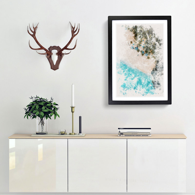 El Nido In The Philippines Watercolour - Picture Frame Graphic Art, 33cm H x 24cm W x 2cm D, Black Framed