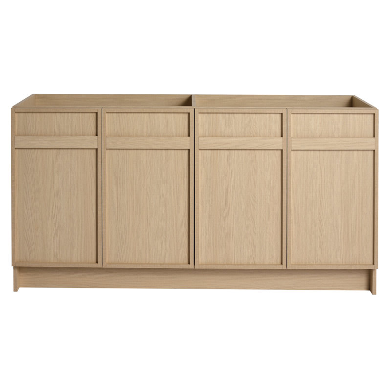 Armoire de salle de bain autoportante 60 po - Contreplaqué de chêne moderne résistant aux taches, 57"
