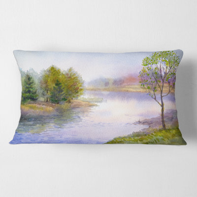 Single Tree on the Bank of River Rectangular Pillow Cover & Insert
