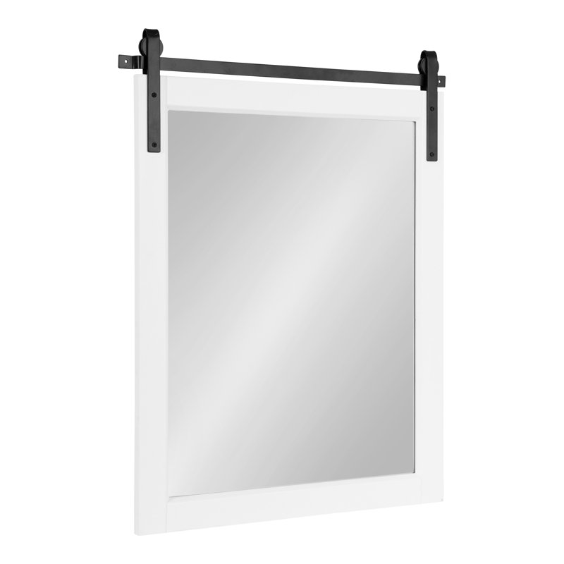 Miroir mural Strickler, 30,25 po x 24 po, Blanc / noir