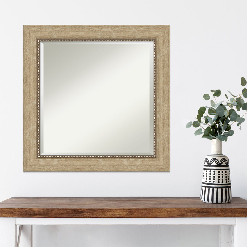 Eivin Flat Wall Mirror, Light Brown, 25" x 25"