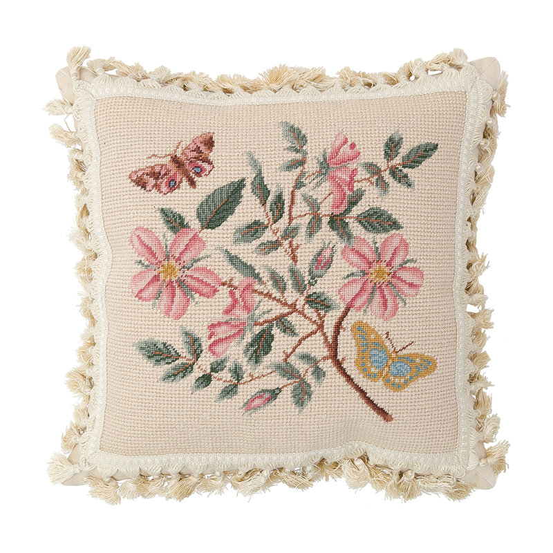Flowers Needlepoint Throw Pillow