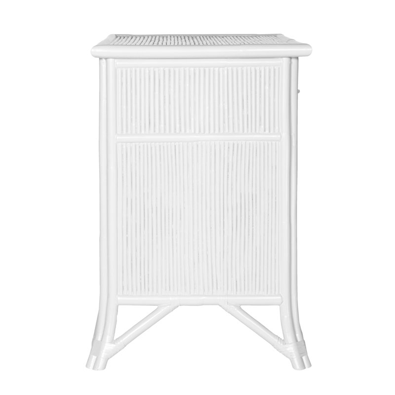 1 - Drawer Rattan Nightstand, White/Gold
