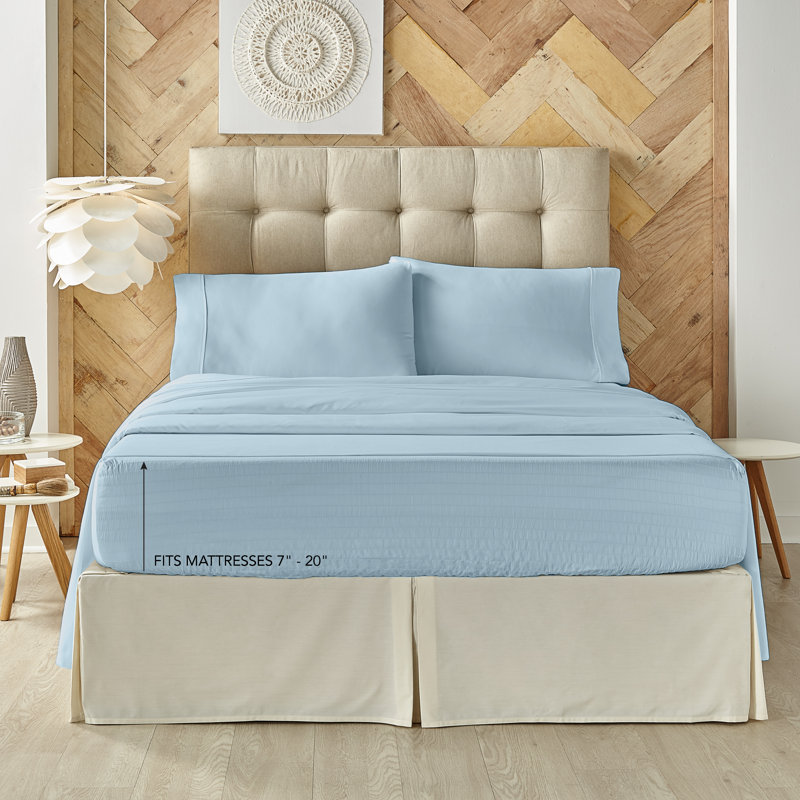 Royal Fit Sheet Set, Queen Sheet Set + Fitted Sheet + 2 Pillowcases, Light Blue